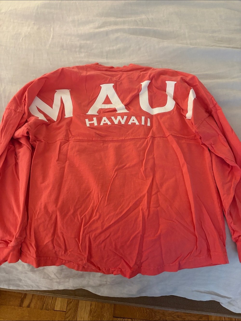 Weekday Coral-Red "MAUI HAWAII" Long-Sleeve Kids Tee